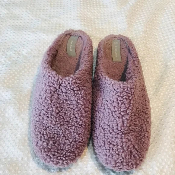 Everlane Women's Teddy Slipper Mule SlipOn Lavender Fleece Faux Fur - Picture 7 of 9